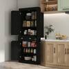 HOMCOM Kitchen Pantry 72 in. Accent Cabinet Office Storage Cabinet with 3-Adjustable Shelves and 4-Doors, Black Wood Grain 835-115V82BK