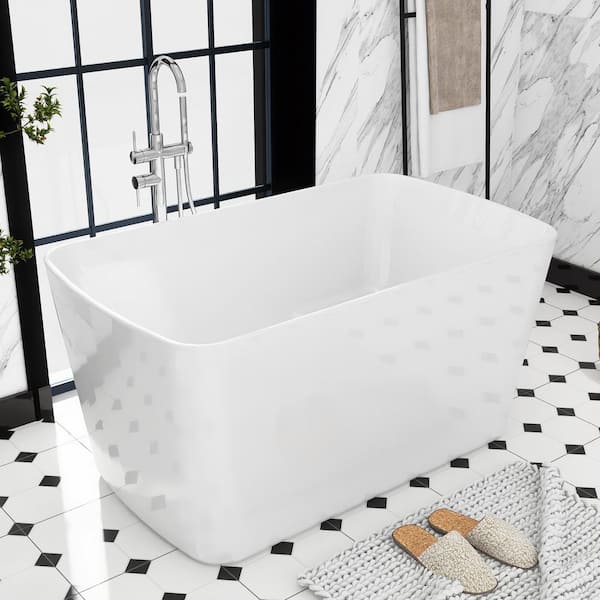 49 in. x 28 in. Soaking Bathtub with Reversible Drain in Gloss White