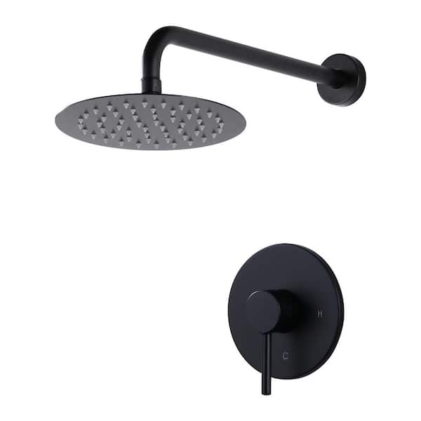 Single Handle 1-Spray Shower Faucet 1.8 GPM with High Pressure 8 in. Rain Shower Head in Matte Black (Valve Included)