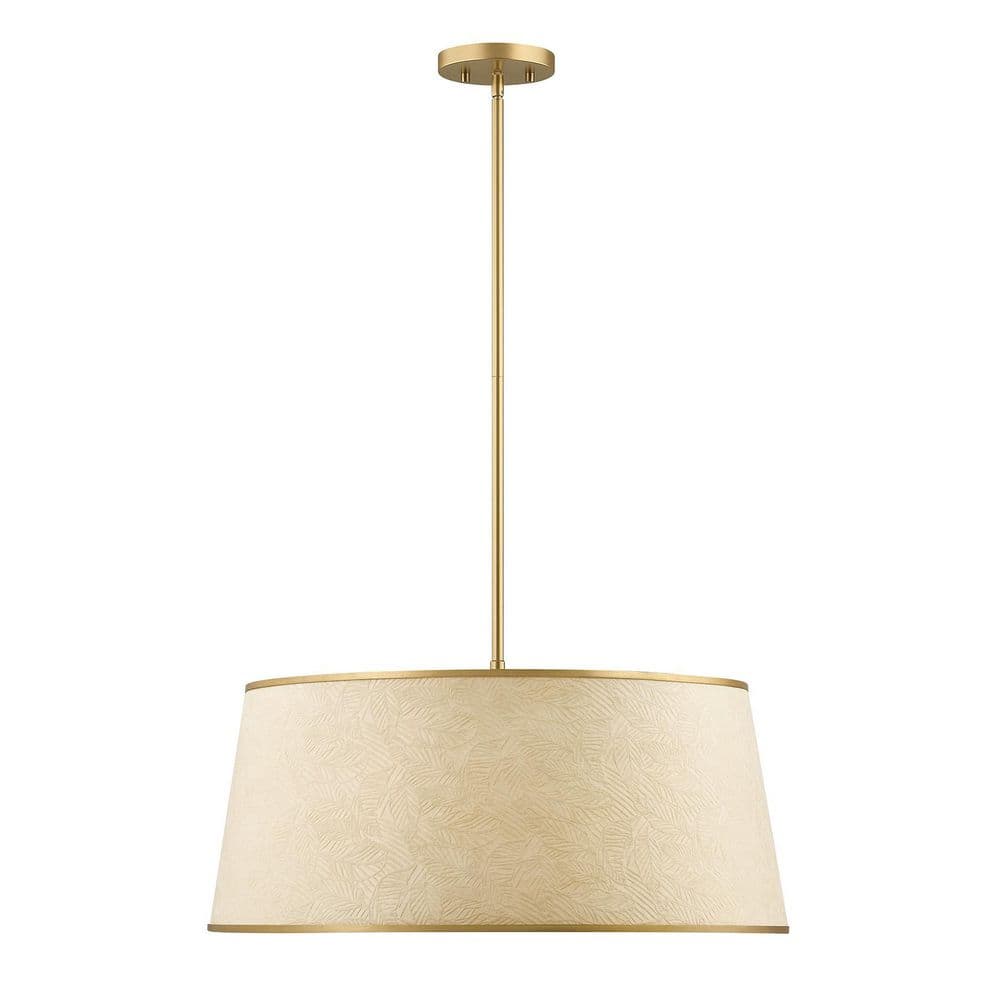Sombra by Breegan Jane 24 in. W x 11 in. H 6-Light Spun Gold Pendant Light with Textured Beige Paper Shades price history on PriceWatchPro