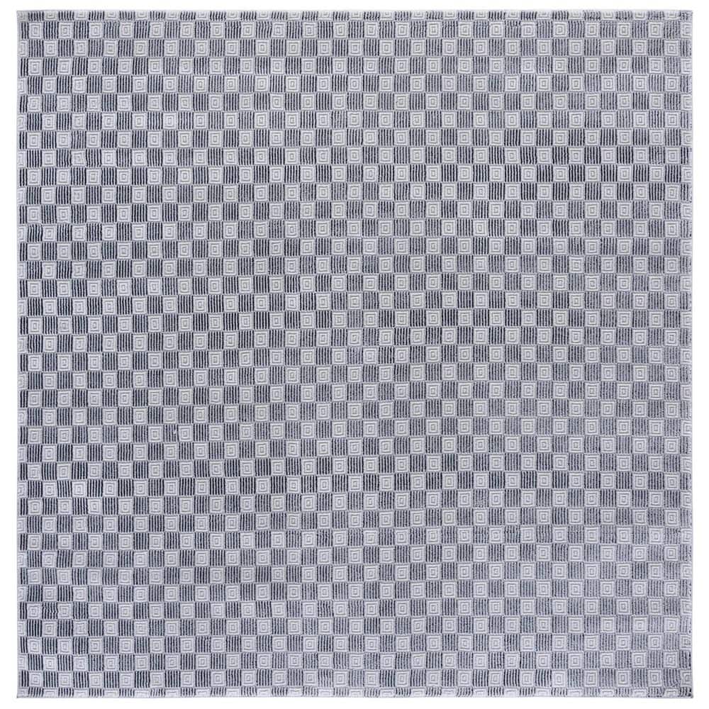 Slate 7 ft. x 7 ft. Gray/Ivory Black Checkered Geometric Square Area Rug price history on PriceWatchPro