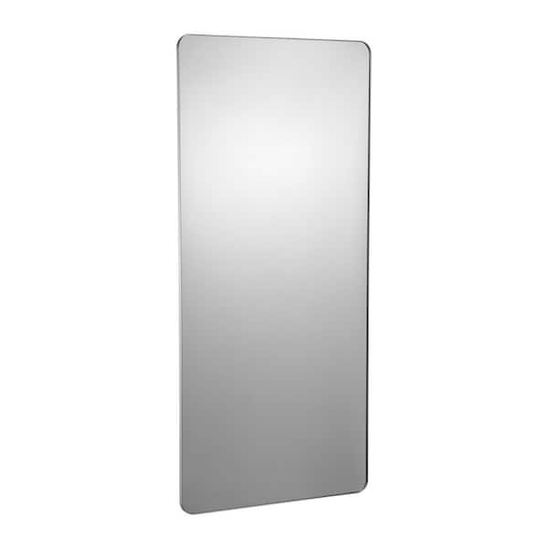 Wall Mounted Makeup Mirror, Black, 0.15 in. Thick, 32 in. W x 72 in. H, Modern, Rectangle, Aluminium Alloy Framed Mirror