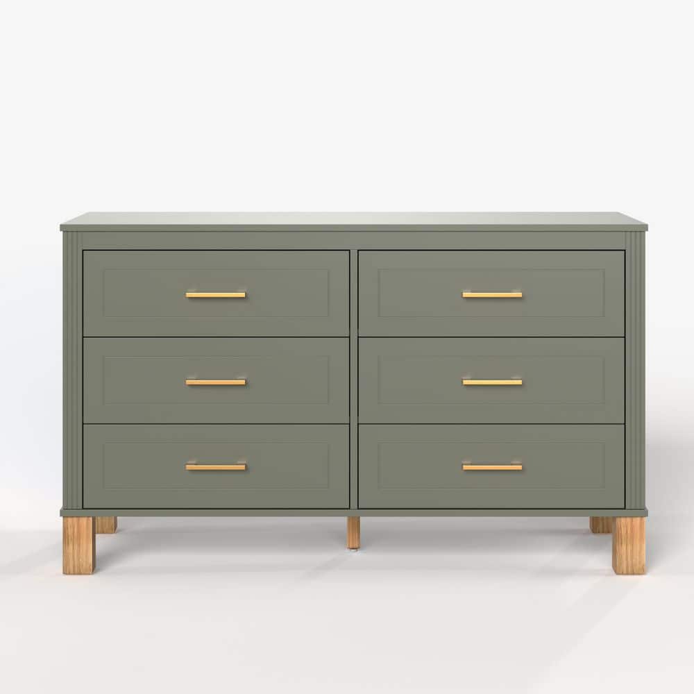47.24 in. W Olive Green 6 Chest of Drawers Double Dresser/Storage Cabinet with Metal Handles & Solid Wood Legs price history on PriceWatchPro