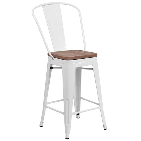 Flash Furniture 24.25 in. White Bar Stool