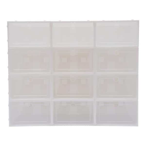 YIYIBYUS 20-Pair White Stackable Plastic Shoe Boxes