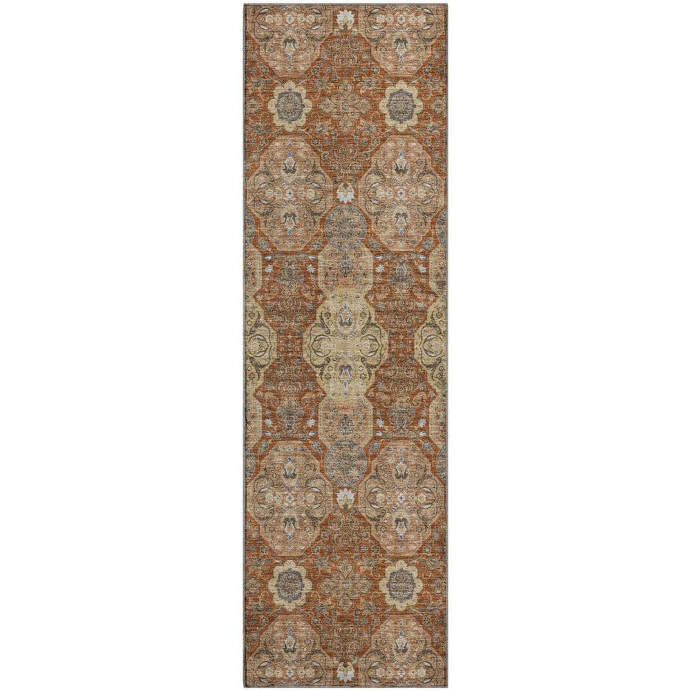 Mayfield Premium Machine Washable Abstract AMF2483 Paprika 2 ft. x 7 ft. Runner Rug price history on PriceWatchPro