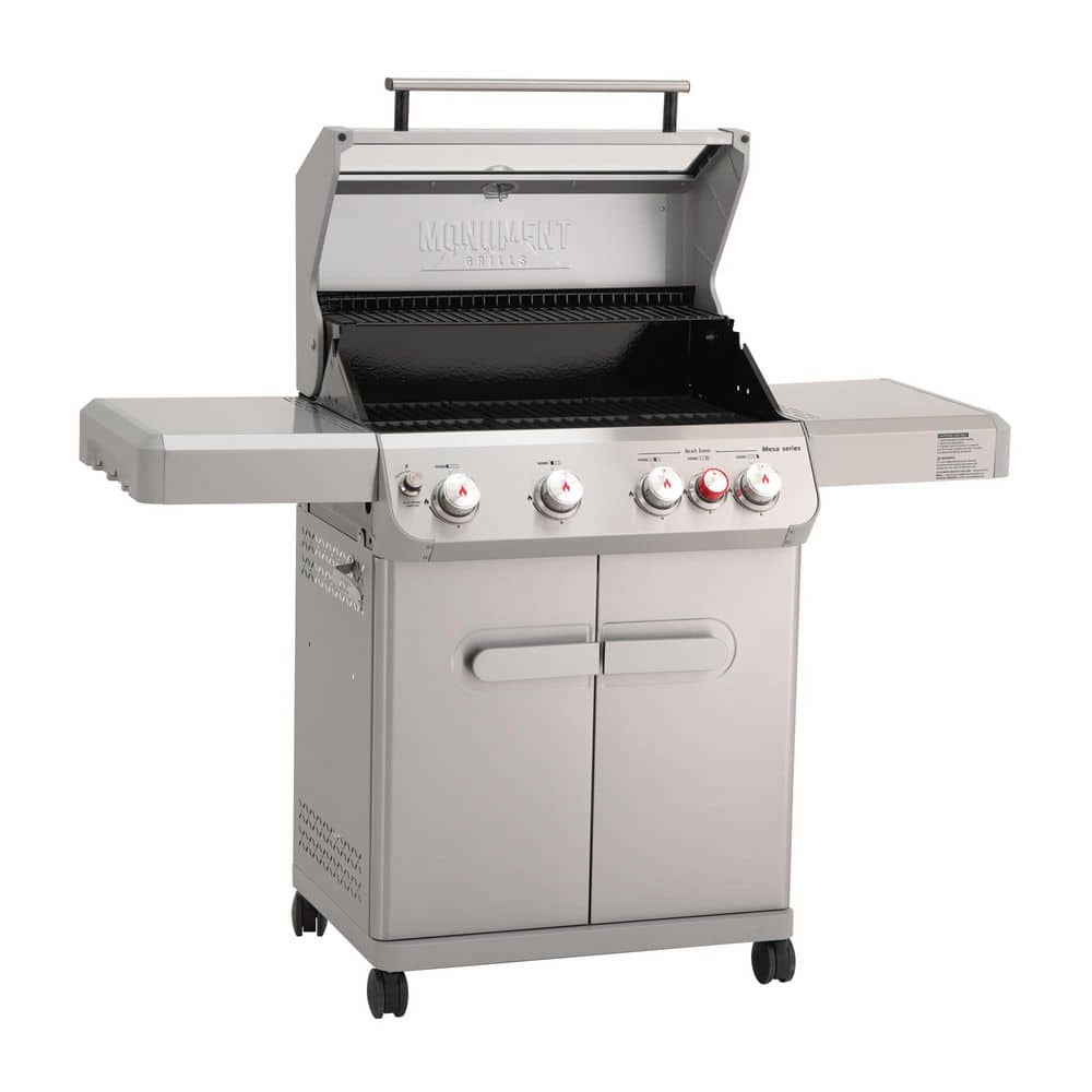 Mesa 5-Burner Natural Gas Grill in Stainless Steel with Broil Zone, Clear View Lid, and LED Controls