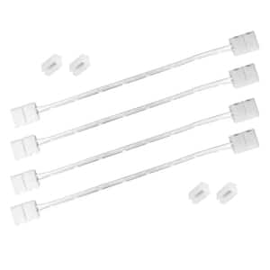 6 in. White Connector Cord LED Strip Light Connector Pack (4 x 6 in. Snap Connectors, 4 Wire Mounting Clips)