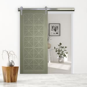 30 in. x 84 in. Lucy in the Sky Gauntlet Wood Sliding Barn Door with Hardware Kit in Stainless Steel