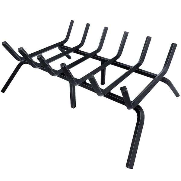 24 in. Fireplace Log Holder, Solid Cast Iron Firewood Log Rack, Fireplace Accessory, Fire Pit Kindling Fireplace Tools