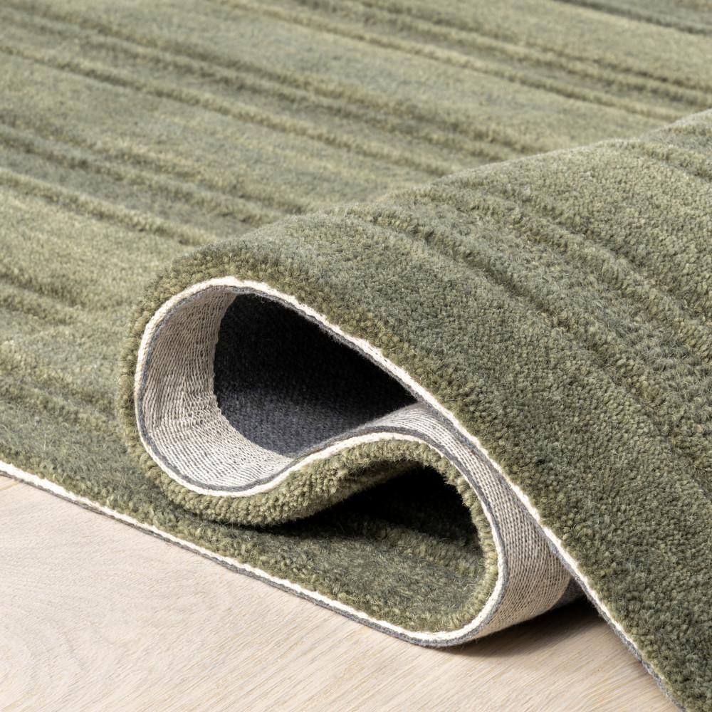 Olive Green Handmade Wool Tufted 6' x 9' Area Rug