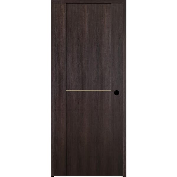 Belldinni Vona 01 1H Gold 32 in. x 80 in. Left-Handed Veralinga Oak Solid Core Textured Wood Single Prehung Interior Door