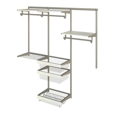Closet Culture 16 in. D x 72 in. W x 78 in. H with 3 White Oak Wood Shelves Steel Closet System