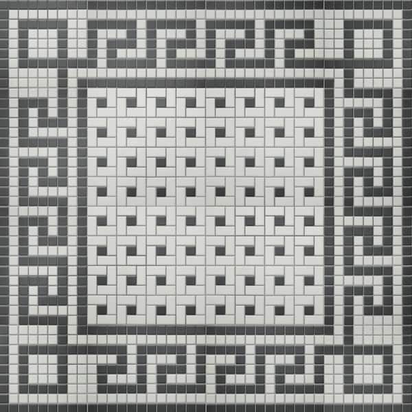 Gotham 1 in. Greek Key Border Black and White 9 in. x 12 in. Porcelain Floor and Wall Mosaic Tile (7.3 sq. ft. /Case)