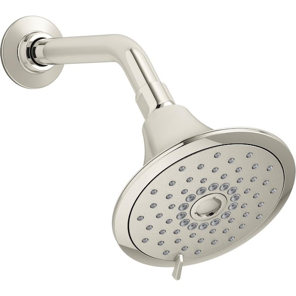 KOHLER 22169-BN Forte Multifunction Showerhead – Wall-Mount, 3 Sprays (Katalyst, Massage, Silk), 2.5 GPM, Vibrant Brushed Nickel
