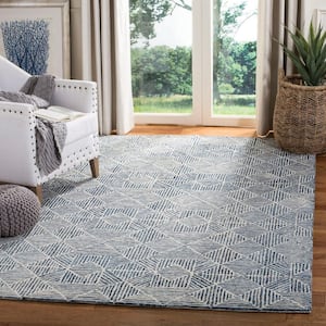 Abstract Blue 4 ft. x 6 ft. Geometric Area Rug