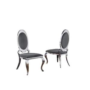 Sally Dark Gray Velvet Stainless Steel Legs Side Chairs (Set of 2)