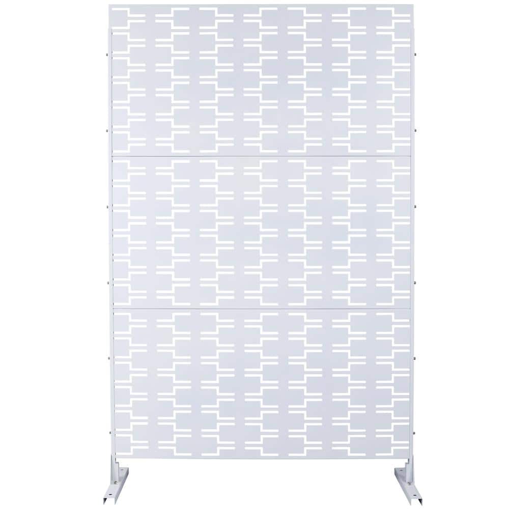 White 76 in. Steel Garden Fence Outdoor Privacy Screen Freestanding Privacy