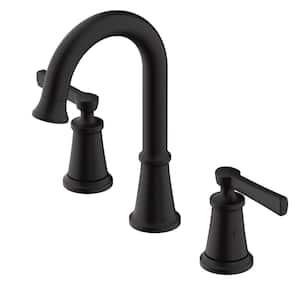 Northerly 8 in. Widespread Double Handle Bathroom Faucet with 50/50 Touch Down Drain in Satin Black