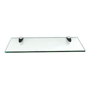 30 in. L x 0.37 in. H x 4-3/4 in. W Floating Wall Mount Clear Glass Rectangular Shelf in Chrome Brackets