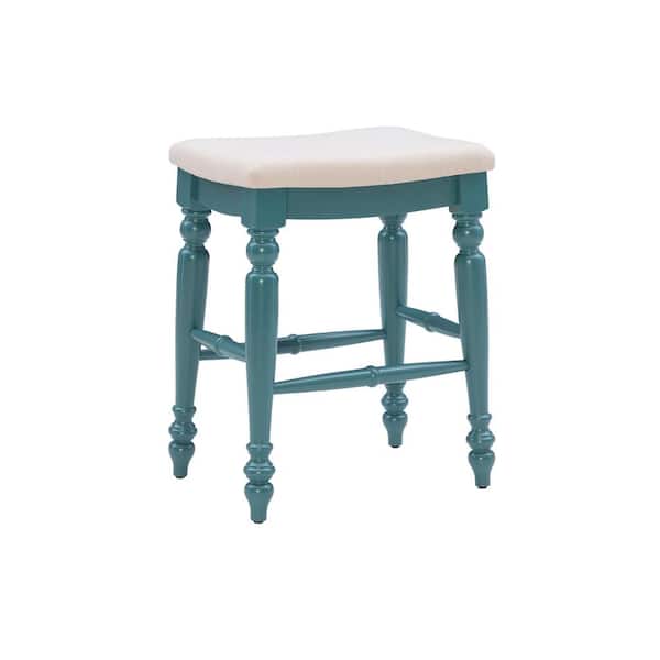 Linon Home Decor Marino Blue Backless Counter Stool with Plush Curved Seat