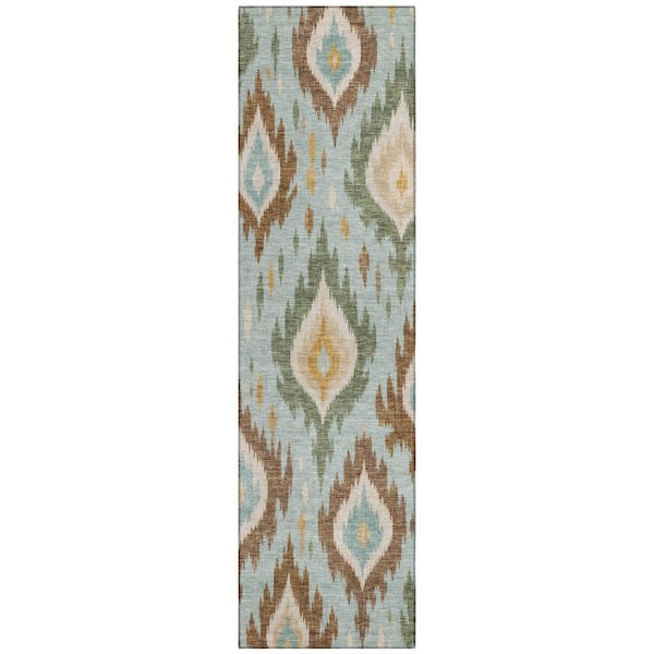 Chantille Machine Washable Indoor/Outdoor Abstract ACN3073 Aqua 2 ft. x 7 ft. Runner Rug