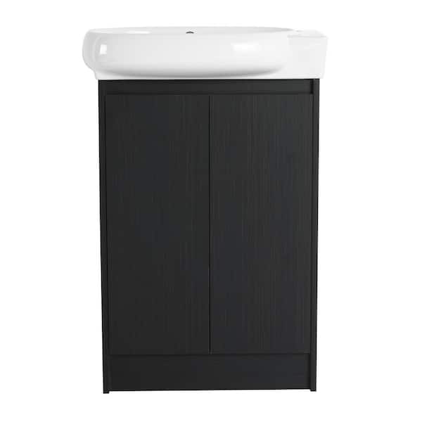 22.8 in. Freestanding Single Black Bath Vanity with White Ceramic Vanity Top Assembled