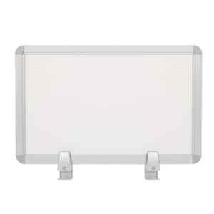 Prado Desk Return Privacy Screen with 2 Silver Mounting Brackets, Silver Frame and Translucent Body