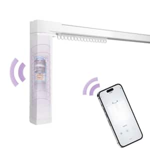 77 in. - 141 in. W Smart Curtain Track Retractable Motorized Curtain Rail, Easy to Control by Voice, App, Remote