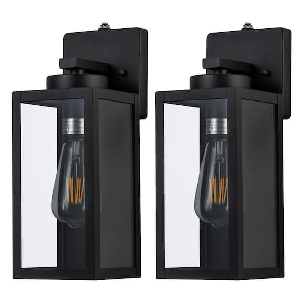 C Cattleya 1-Light Matte Black Dusk to Dawn Hardwired Outdoor Wall
