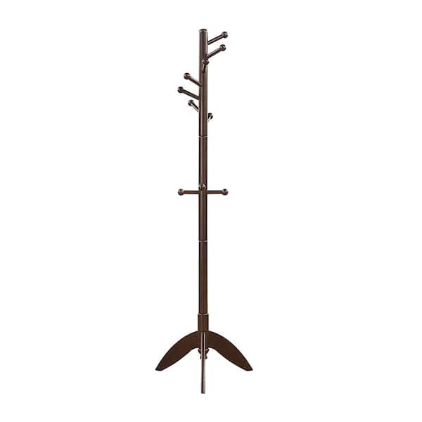 Synergy 70 in. Solid Wood Coat Rack in Dark Brown Finish