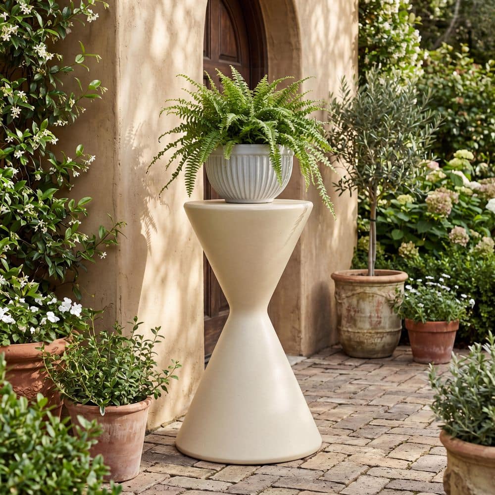 Cova Modern Indoor/Outdoor Beige MGO Round Garden Pedestal Plant Stand ( 24.4 in. H ) price history on PriceWatchPro