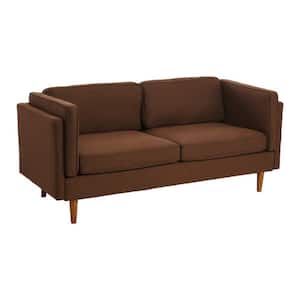 Atley Modern Upholstered High Sided Sofa with Solid Wood Legs, Vintage Brown