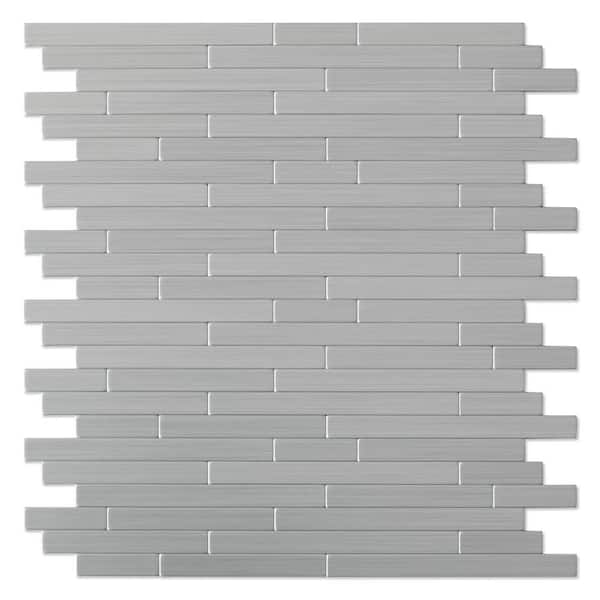 SpeedTiles Linox Stainless Steel 12.09 in. x 11.97 in. x 5 mm Brushed Metal Peel & Stick Wall Mosaic Tiles (6 sq. ft./case)