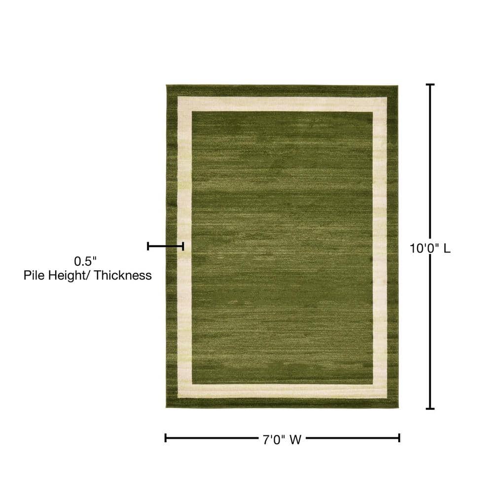 Easy-Care Tufted Green Synthetic 7' x 10' Rectangular Area Rug