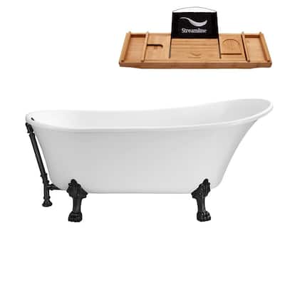 63 in. Acrylic Clawfoot Non-Whirlpool Bathtub in White