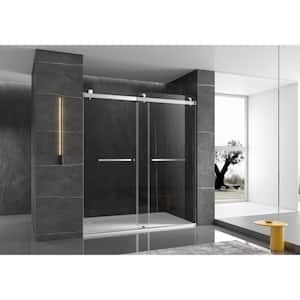72 in. W x 76 in. H Double Sliding Frameless Shower Door in Chrome with Smooth Sliding and 3/8 in. (10 mm) Clear Glass