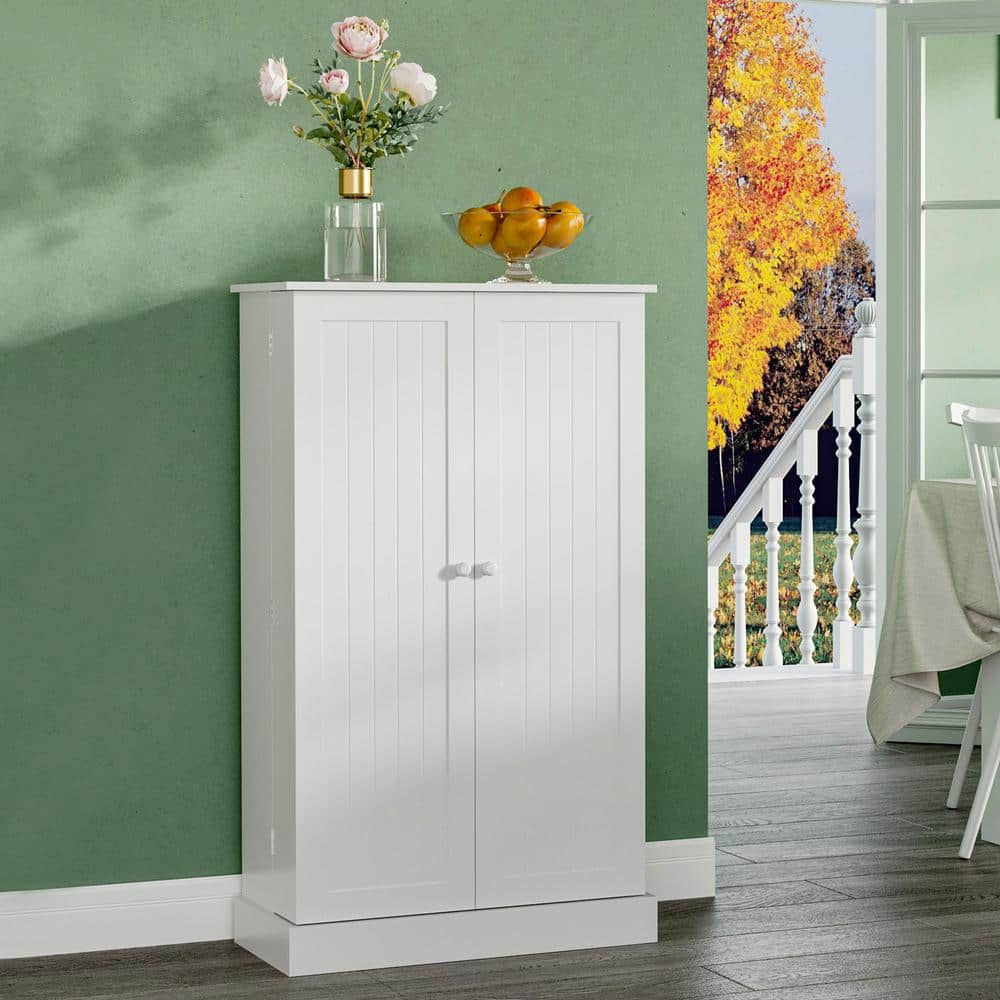 White Vertical Kitchen Pantry with Adjustable Shelves