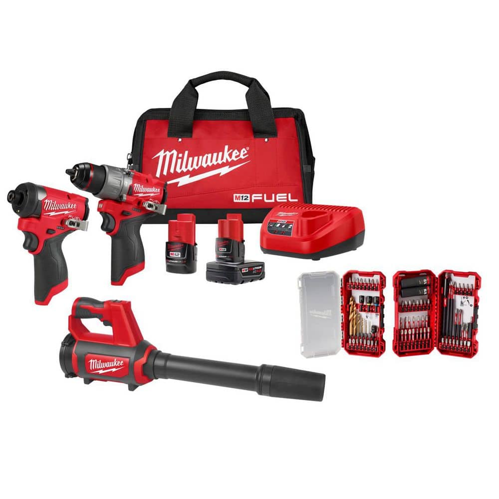 M12 FUEL 12V Cordless Hammer Drill/Impact 2-Tool Kit + M12 Compact Spot Blower + 75-Pc PACKOUT Bit Combo Kit price history on PriceWatchPro