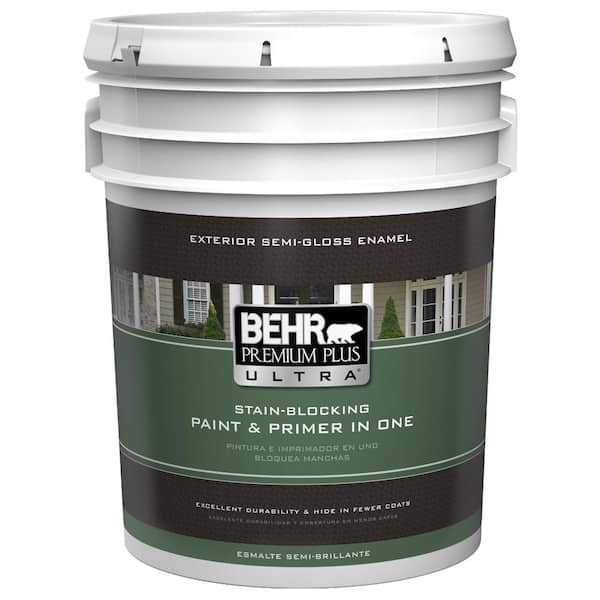 BEHR ULTRA 5 gal. Medium Base Semi-Gloss Enamel Exterior Paint and Primer in One