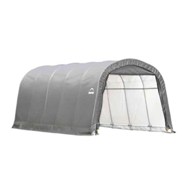 ShelterLogic 12 ft. W x 20 ft. D x 8 ft. H Steel and Polyethylene Garage without Floor in Grey with Corrosion-Resistant Steel Frame