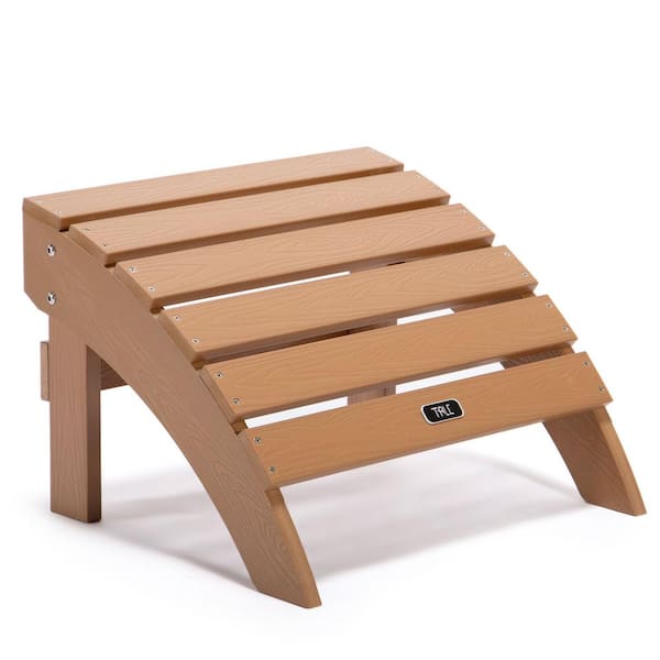 Misopily Classic Adirondack Plastic Wood Outdoor Ottoman Footstool, All-Weather, Fade-Resistant, Durable and Strong in. Brown
