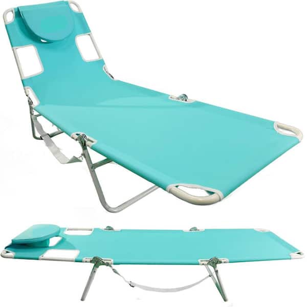 ITOPFOX Beach Teal Aluminum Folding Beach Chair