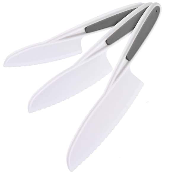 Zulay Kitchen 3-Piece Plastic Material Safety Knife Set for Kids - Gray
