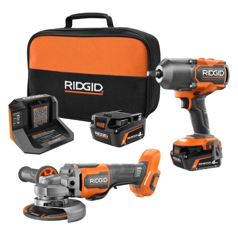 18V Brushless Cordless 4-Mode 1/2 in. High-Torque Impact Wrench Kit w/ (2) 4.0 Ah Batteries, Charger, & Angle Grinder price history on PriceWatchPro