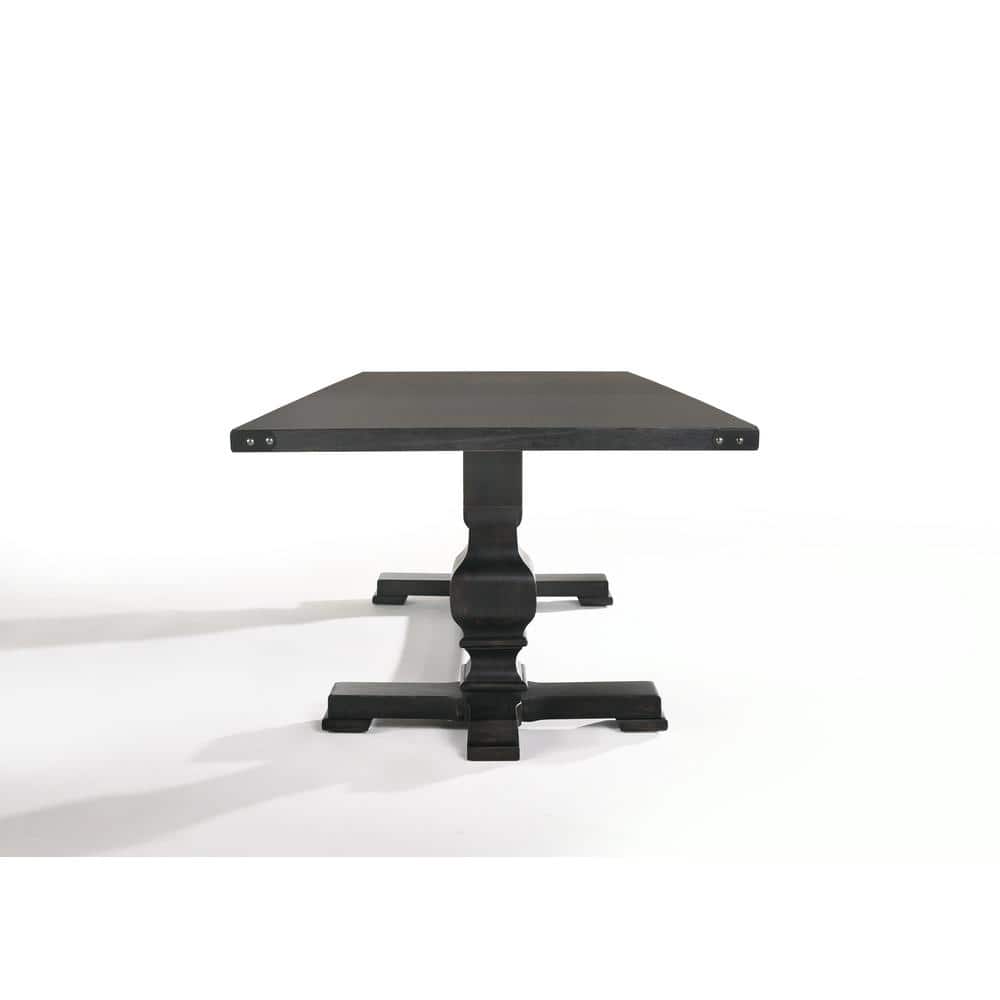 Vintage Black Reclaimed Wood Rectangular Dining Table, 88"