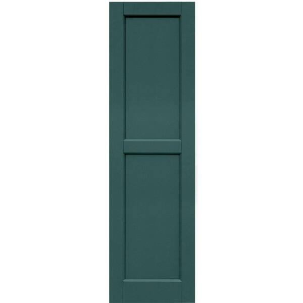 Winworks Wood Composite 15 in. x 53 in. Contemporary Flat Panel Shutters Pair #633 Forest Green