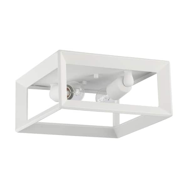 Smyth 11.5 in. 2 Light Natural White Flush Mount With Shade and No Bulbs Included 1-Pack