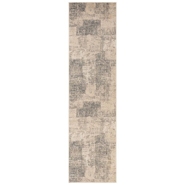 2 ft.x 10 ft. Gray Abstract Washable Area Rug