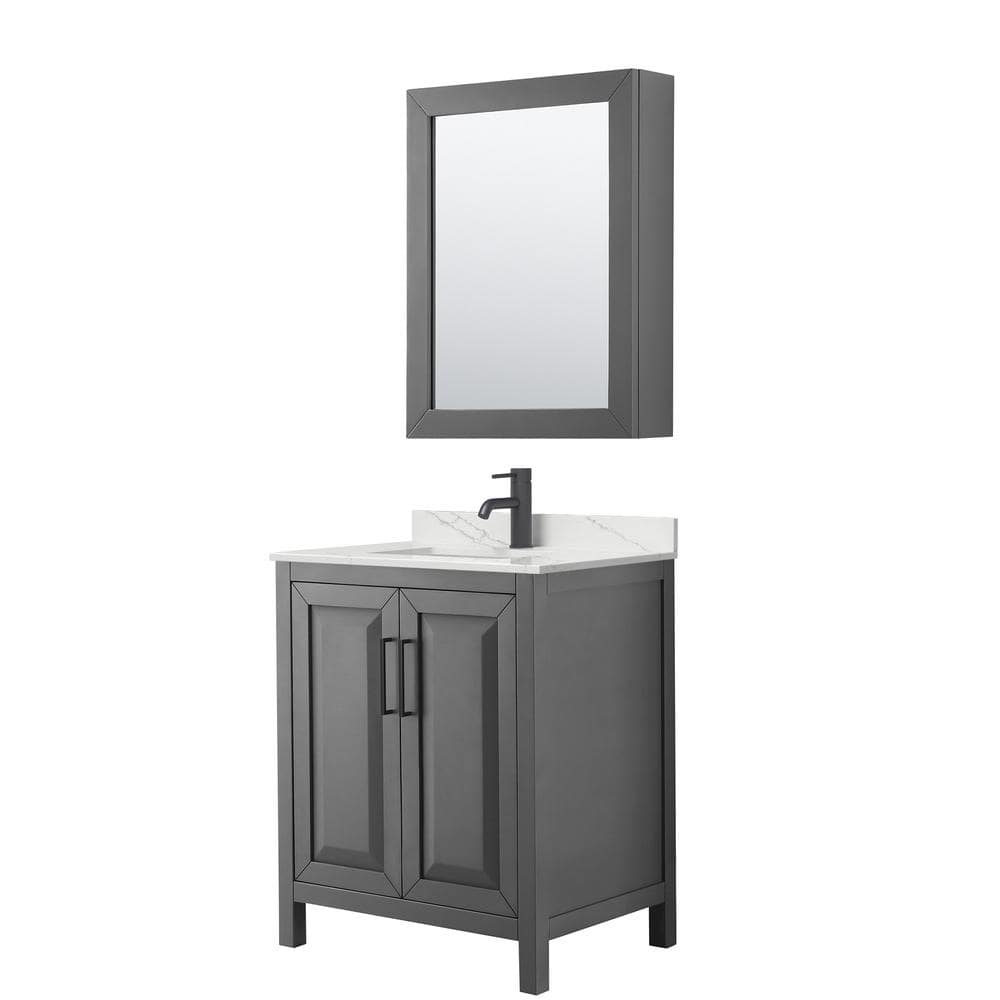 Daria 30 in. W x 22 in. D x 35.75 in. H Single Bath Vanity in Dark Gray with Giotto Quartz Top and Mirror price history on PriceWatchPro